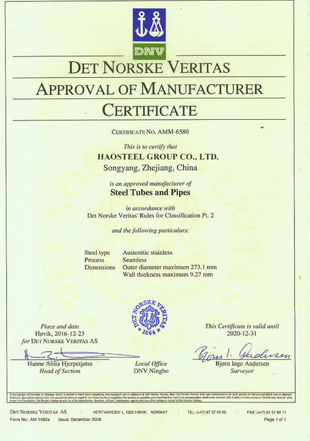 China Shanghai Haosteel Co., Limited certification